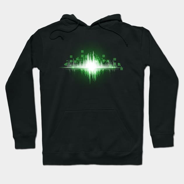 Sound Engineer Green Audio Waveform Hoodie by paola.illustrations